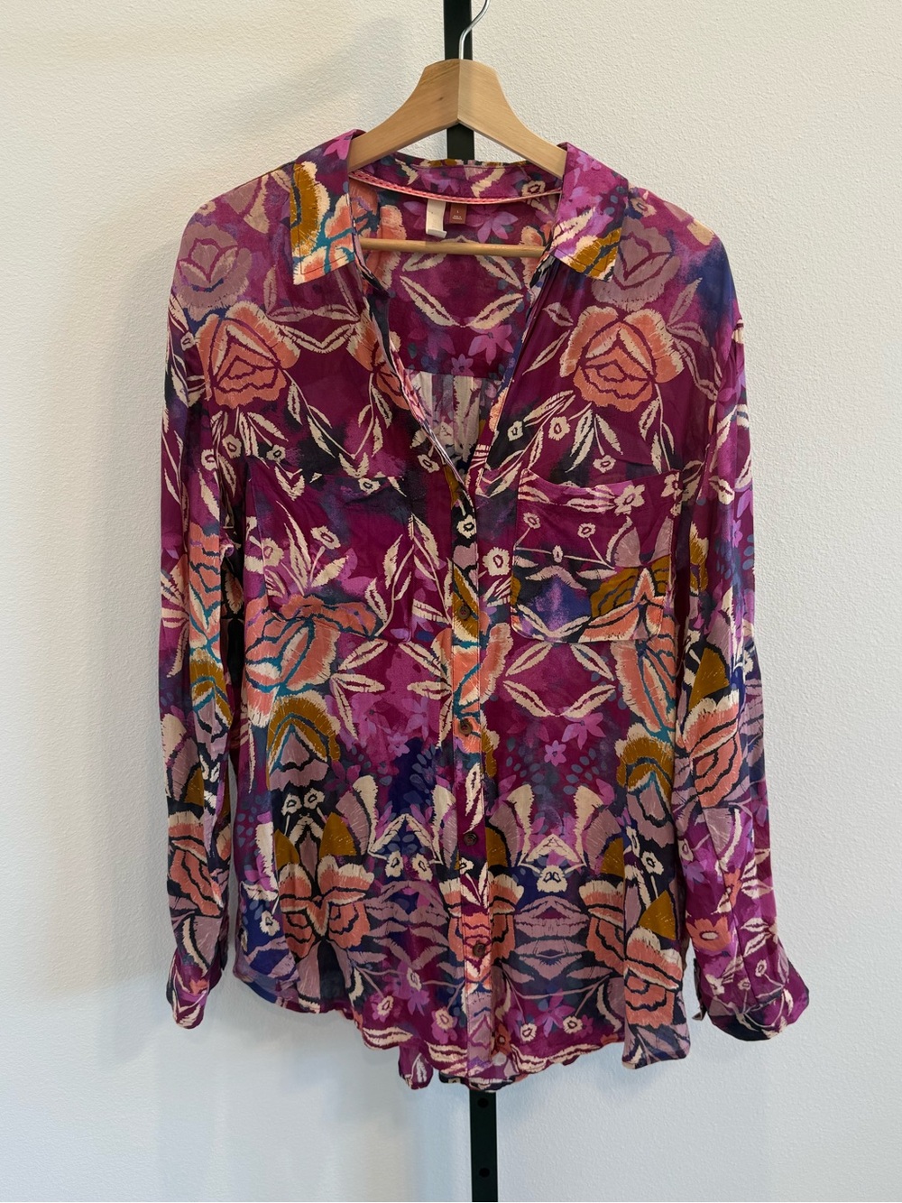 Anthropologie Pilcro Floral Button-Down Ling Sleeve Shirt Casual Feminine Large